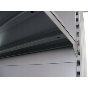 Regał sklepowy metalowy MAGO gondola dwustronny  H-150 cm, L-100 cm, G-2 x 37cm, 6×37 cm (82 cm)