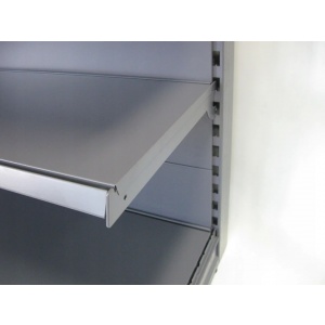 Regał sklepowy metalowy MAGO gondola dwustronny  H-150 cm, L-100 cm, G-2 x 37cm, 6×37 cm (82 cm)